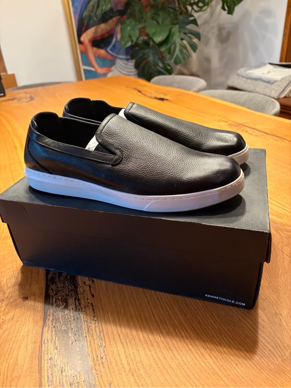 Kenneth Cole Liam Men's Black Leather Slip-On - Size 11 Wide